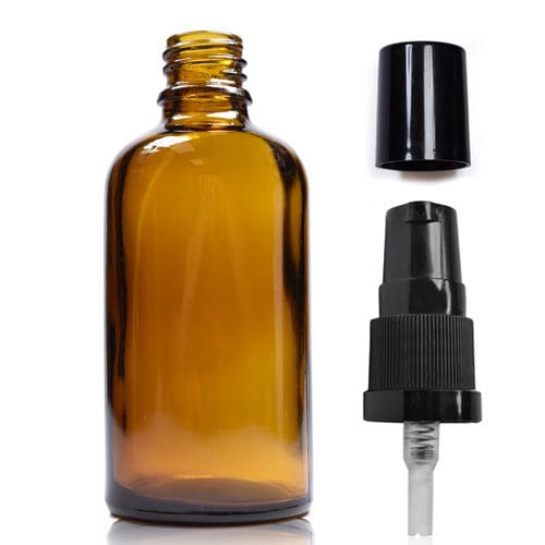 60ml Amber Glass Dropper Bottle w pump over cap