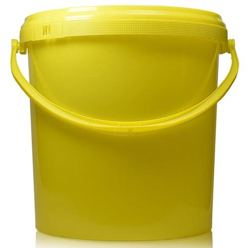 10 Litre Yellow Bucket With Handle & Lid Ampulla Packaging Ltd