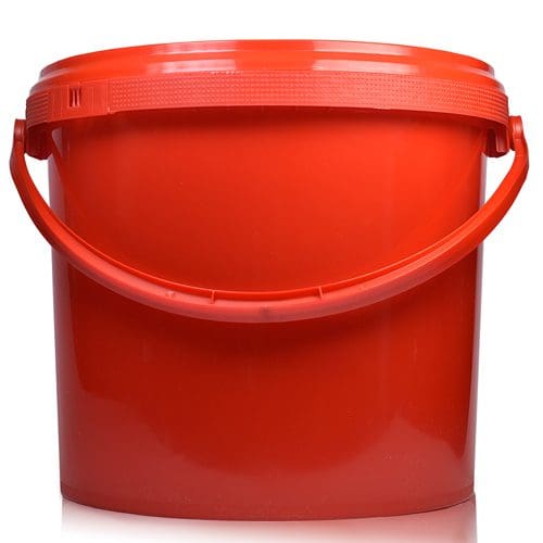 5 Litre Red Plastic Bucket With Lid & Handle Ampulla Packaging Ltd