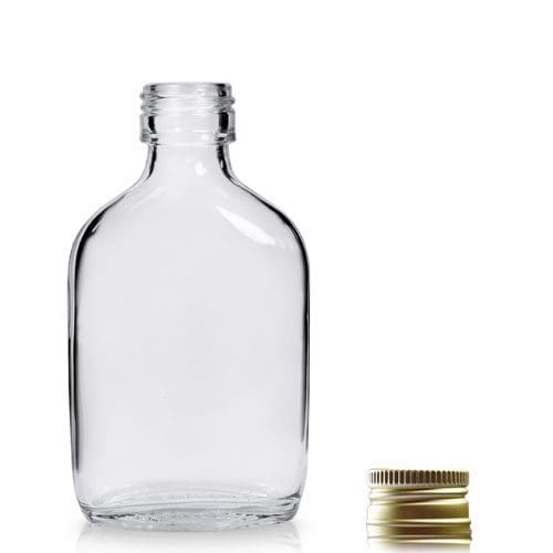 50ml Clear Glass Flask Bottle w 22mm Gold Cap