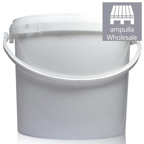 5 Litre White Plastic Bucket With Handle Ampulla Packaging Ltd