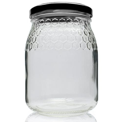 large honey jar w black lid