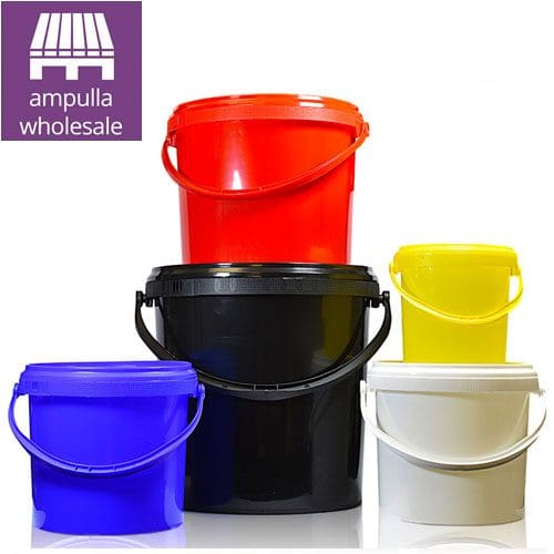 1 Litre Red Plastic Bucket With Lid