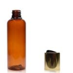 100ml Amber Plastic Bottle With Gold Disc Top Cap