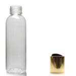 100ml Clear Boston Bottle With Gold Disc Top Cap