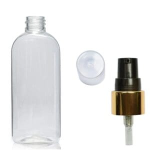 100ml Clear Oval Bottle With Gold Lotion Pump