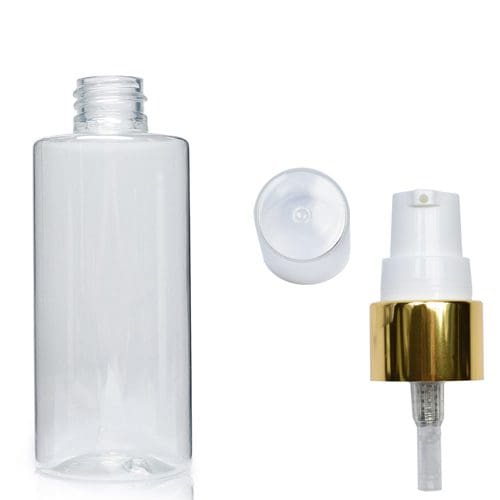 100ml Tubular Bottle With Gold Lotion Pump