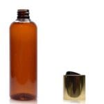 150ml Amber Plastic Bottle With Gold Disc Top Cap