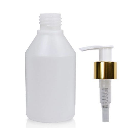 150ml Natural HDPE Plastic Bottle with white gold pump