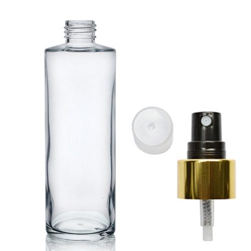 200ml Glass Simplicity Bottle With Gold Atomiser Spray