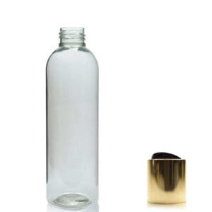 200ml rPET Boston Bottle With Gold Disc Top Cap