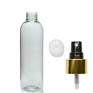 200ml Boston Bottle With Gold Atomiser Spray