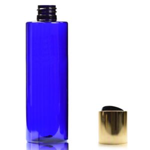 250ml Cobalt blue bottle with gold disc cap