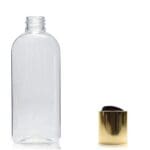 250ml Oval Plastic Bottle With Gold Disc Top