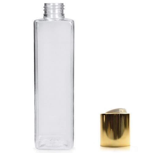 250ml Square Bottle With Gold Disc-Top Cap