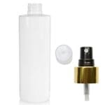 250ml White PET Plastic Bottle & Gold Spray