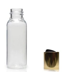 30ml Clear Bottle With Gold Disc Top Cap