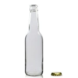 330ml Clear Glass Beer Bottle w crown cap