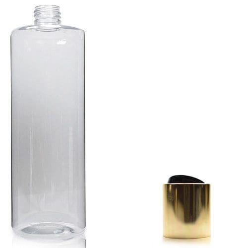 500ml Clear Plastic Round Bottle With Gold Disc Top Cap
