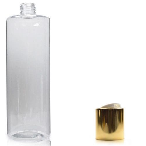 500ml Clear Plastic Round Bottle With Gold Disc Top Cap