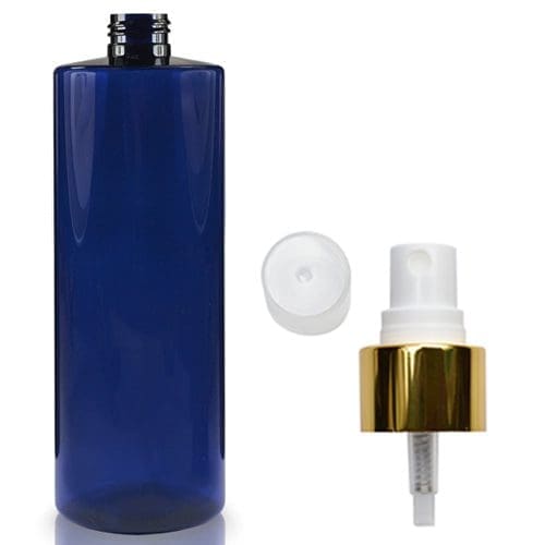 Blue Plastic Bottle With Gold Spray
