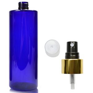 Blue Plastic Bottle With Gold Spray