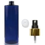 Blue Plastic Bottle With Gold Spray