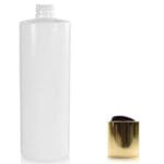 500ml White PET Plastic Bottle With Gold Disc Top Cap