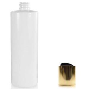 500ml White PET Plastic Bottle With Gold Disc Top Cap