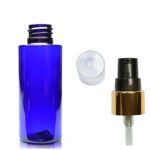 50ml Cobalt Blue Plastic Bottle With Gold Lotion Pump