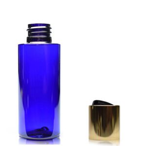 50ml Cobalt Blue Plastic Bottle With Gold Disc Cap