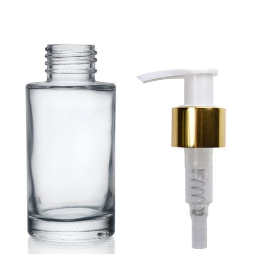 50ml Clear Glass Simplicity Bottle with w gold pump
