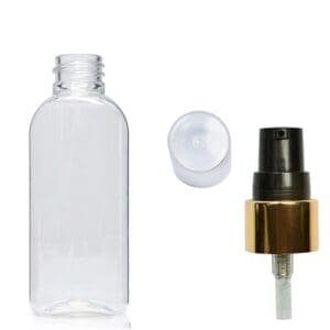 50ml Plastic Oval Bottle With Gold Pump