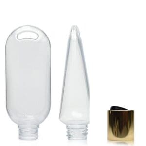 50ml Tottle Bottle, Clip With Gold Disc Top Cap