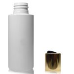 50ml White Plastic Bottle With Gold Disc Top Cap