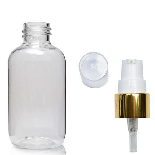 60ml Clear PET Bottle With Gold Lotion Pump