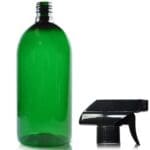 1 Litre Green PET Sirop Bottle & Trigger Spray