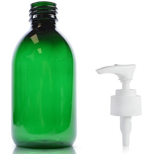 250ml Green PET Sirop Bottle w white pump 183