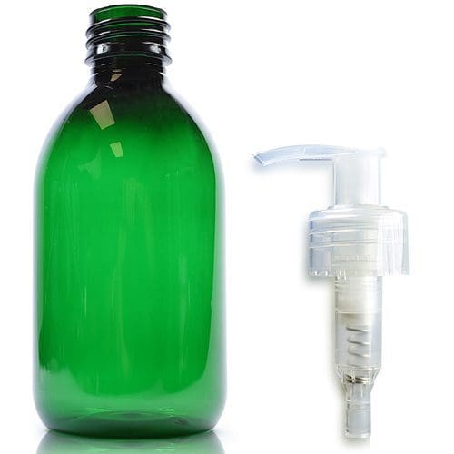 250ml green PET Sirop bottle W nat pump 183