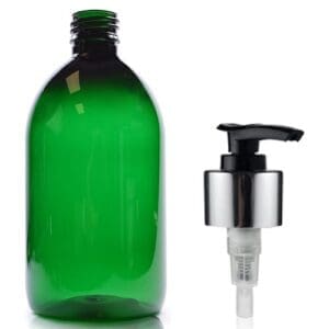 500ml Green PET Sirop Bottle With Premium Lotion Pump