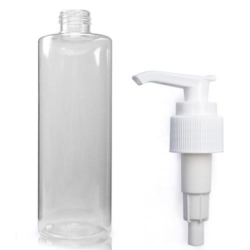 250ml Clear Apollo Bottle w white pump