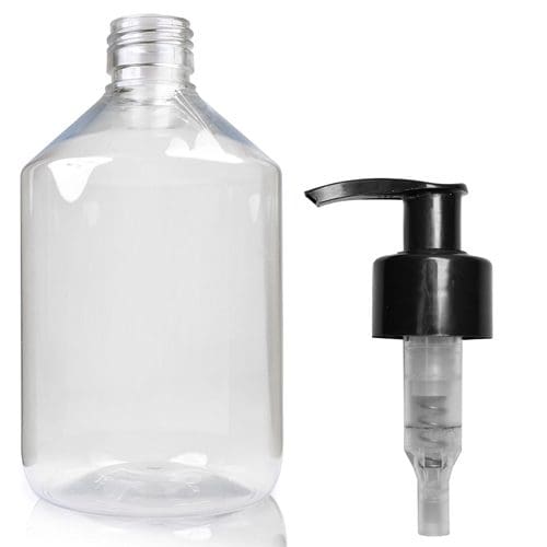 500ml Clear PET Plastic Pharma Veral Bottle W PUMP CAP28PB