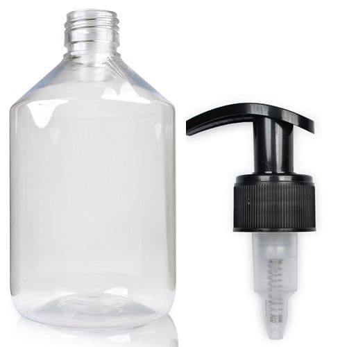 500ml Clear PET Plastic Pharma Veral Bottle W PUMP CAP28PB183