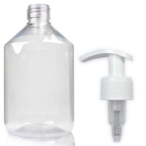 500ml Clear PET Plastic Pharma Veral Bottle W PUMP CAP28PW183
