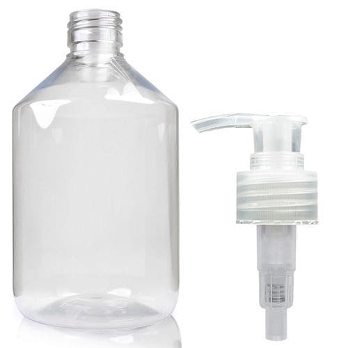 500ml Clear PET Plastic Pharma Veral Bottle W PUMP GCAP28PNAT