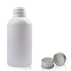 50ml White PET Plastic Bottle & Aluminium Cap