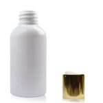 50ml white PET plastic bottle with gold white disc
