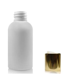 50ml white PET plastic bottle with gold white disc