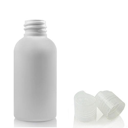 50ml white PET plastic bottle with nat disc
