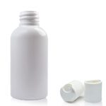 50ml White PET Boston Bottle & Disc Top Cap